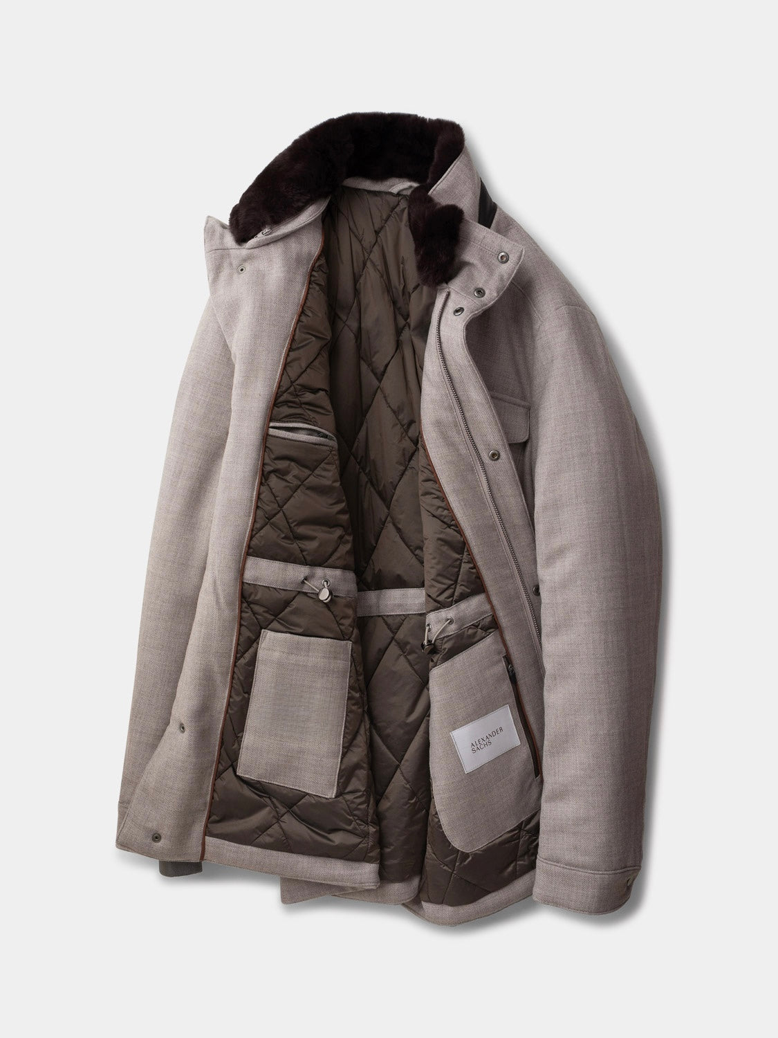 Field Jacket with Fur Collar - Sand