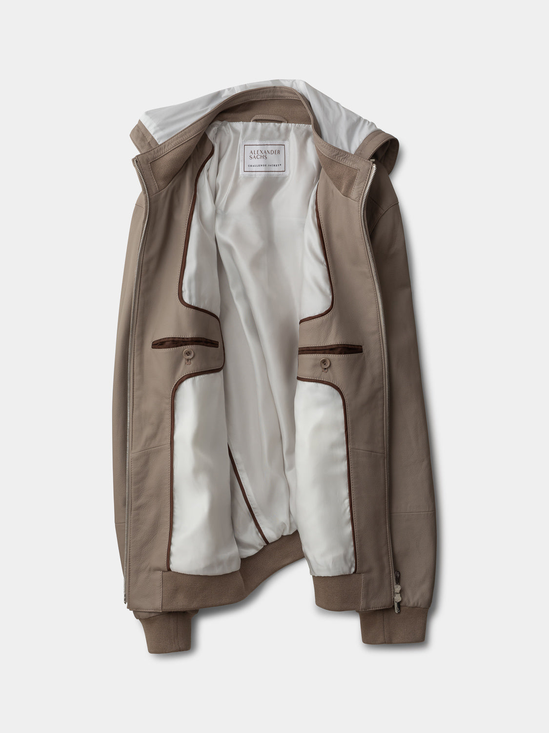 Challenge Jacket in Grain Leather - Grège