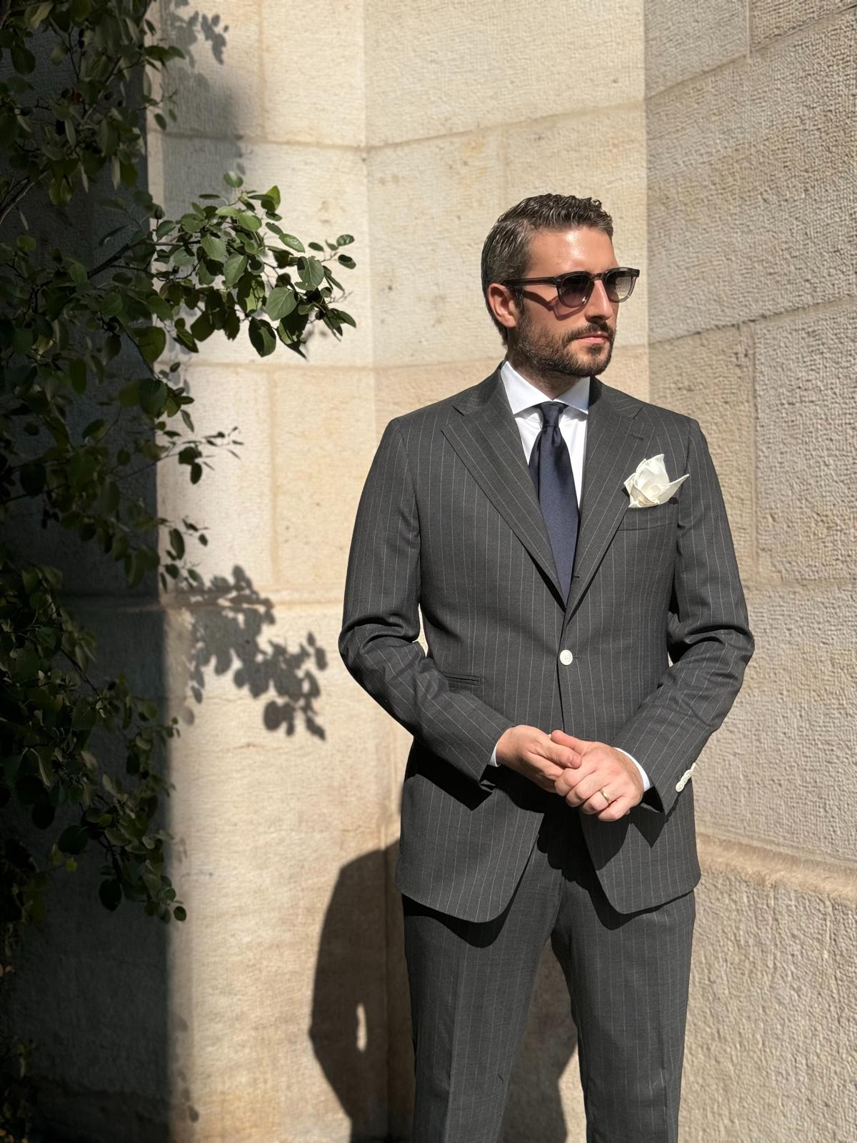 Napoli Travel Line Suit - Grey Stripes