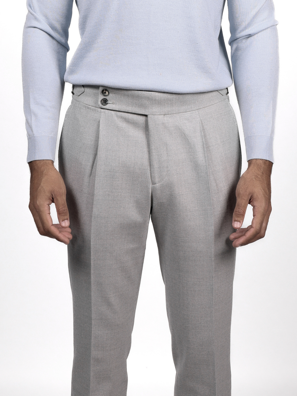 High Waist Trousers Flanella - Light Grey