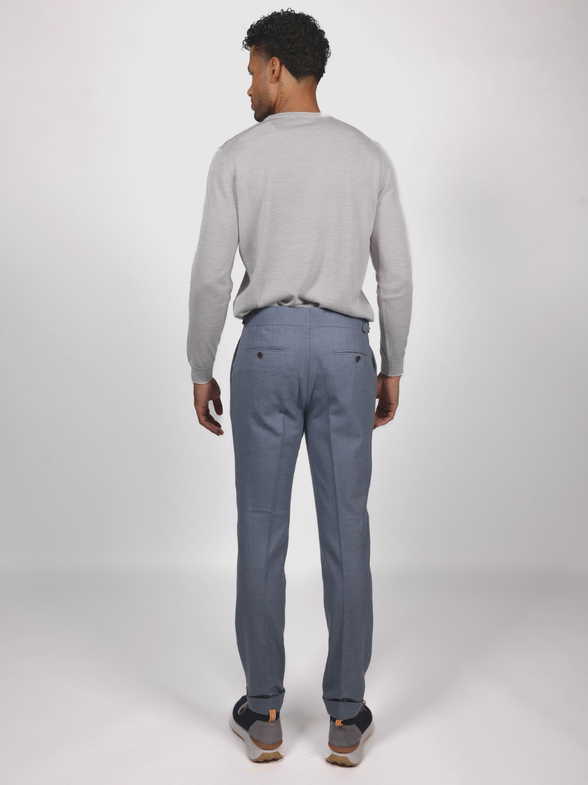 High Waist Trousers Flanella - Steel Blue