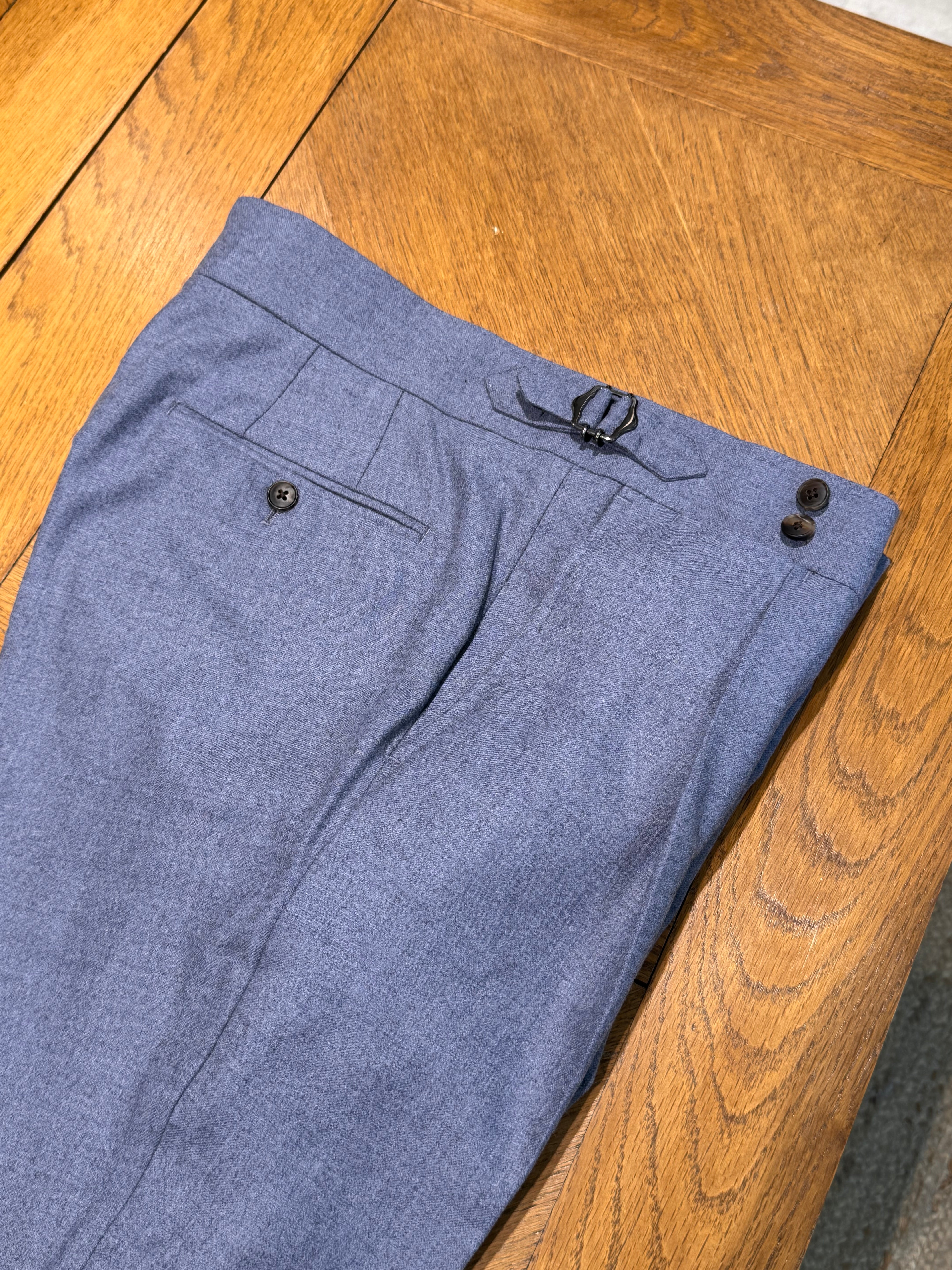 High Waist Trousers Flanella - Steel Blue