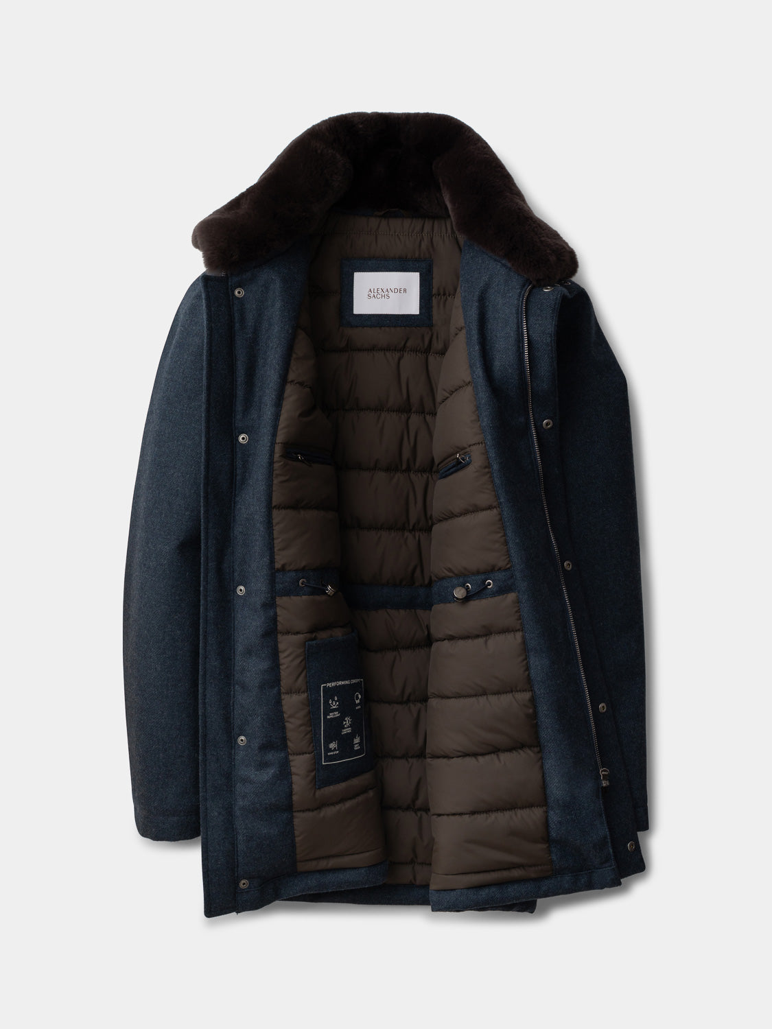 Voyager Coat with Fur Collar - Steel Blue