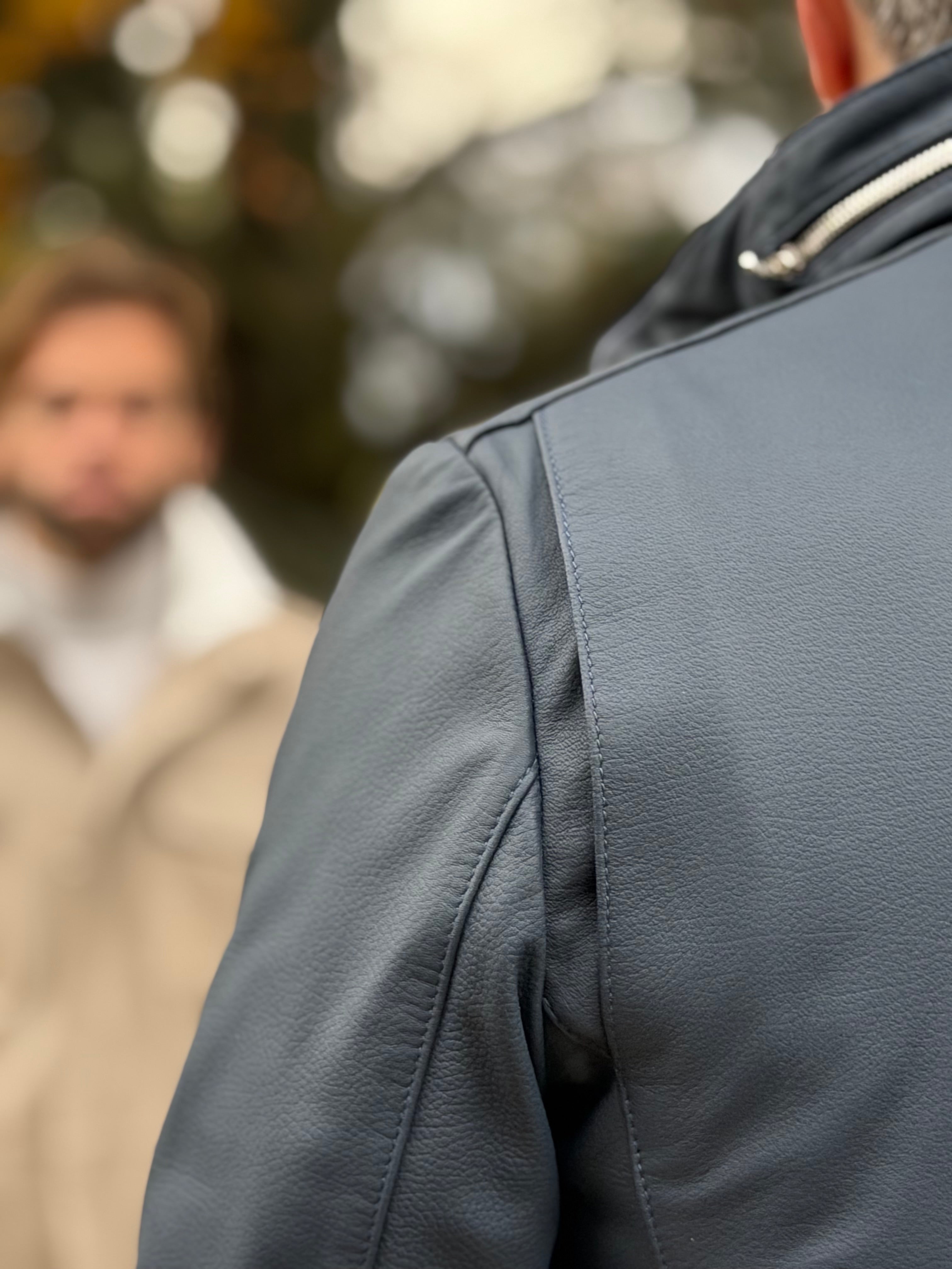 Explorer Jacket in Grain Leather - Ombre Blue