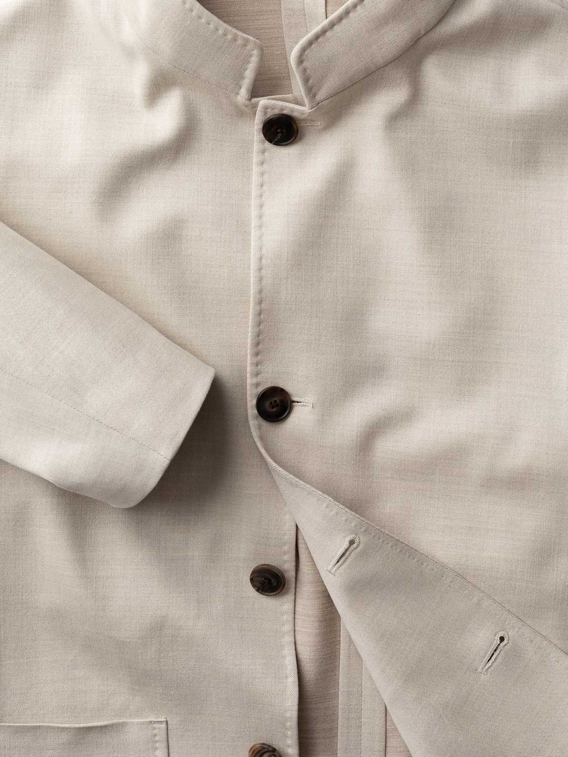 Jersey High Neck Jacket - Beige