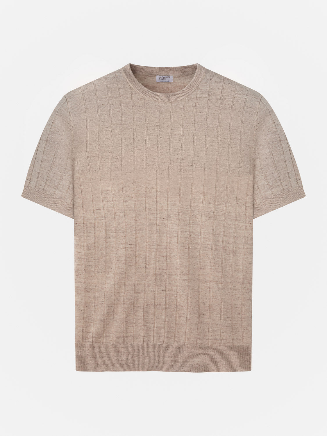 Ribbed T-shirt  - Beige