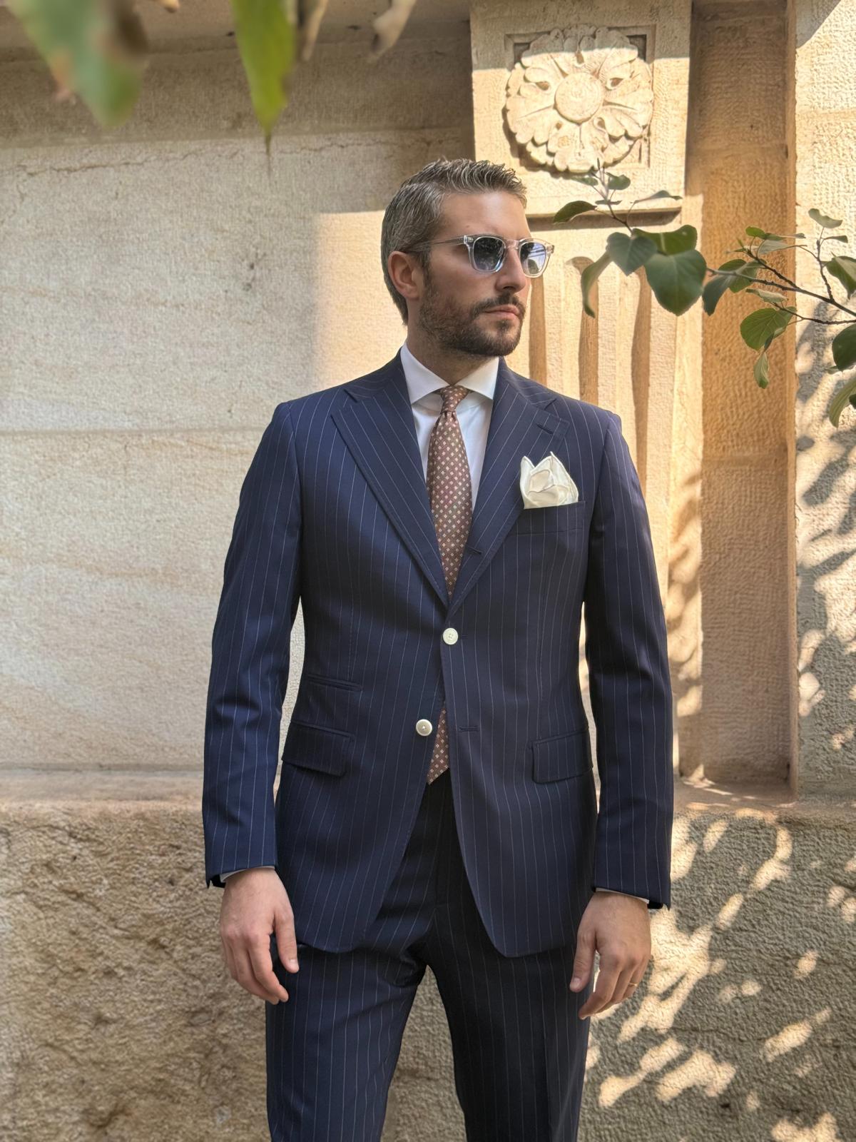 Limited Suit Napoli Travel Line - Blue Stripes