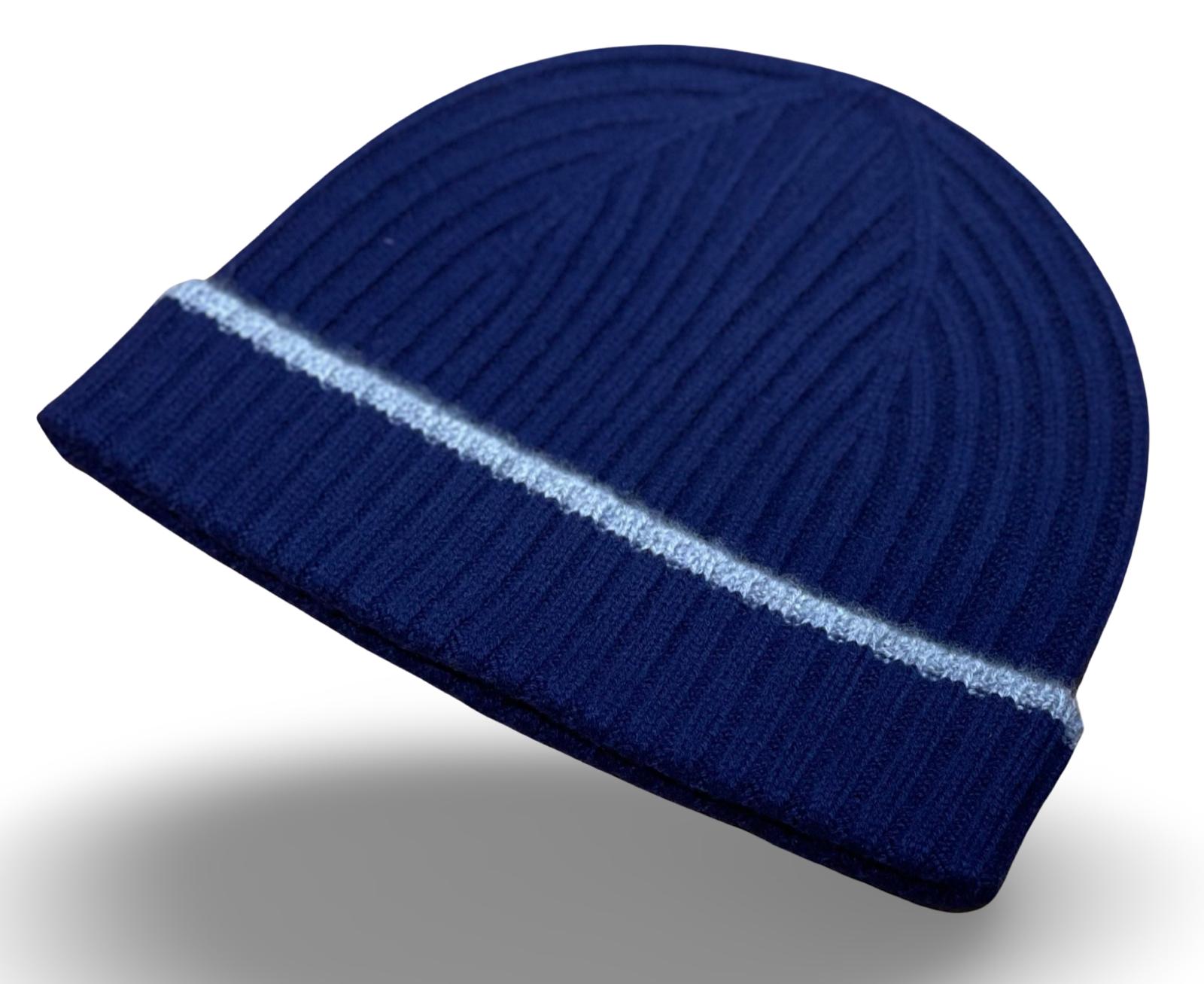 BEANIE CASHMERE NAVY & GREY