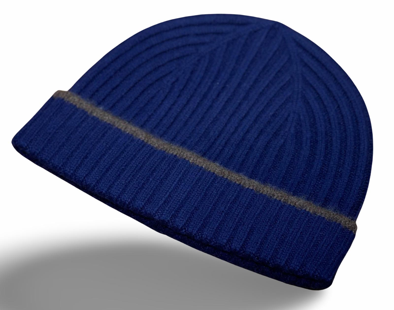 BEANIE CASHMERE NAVY & CIOCCOLATO