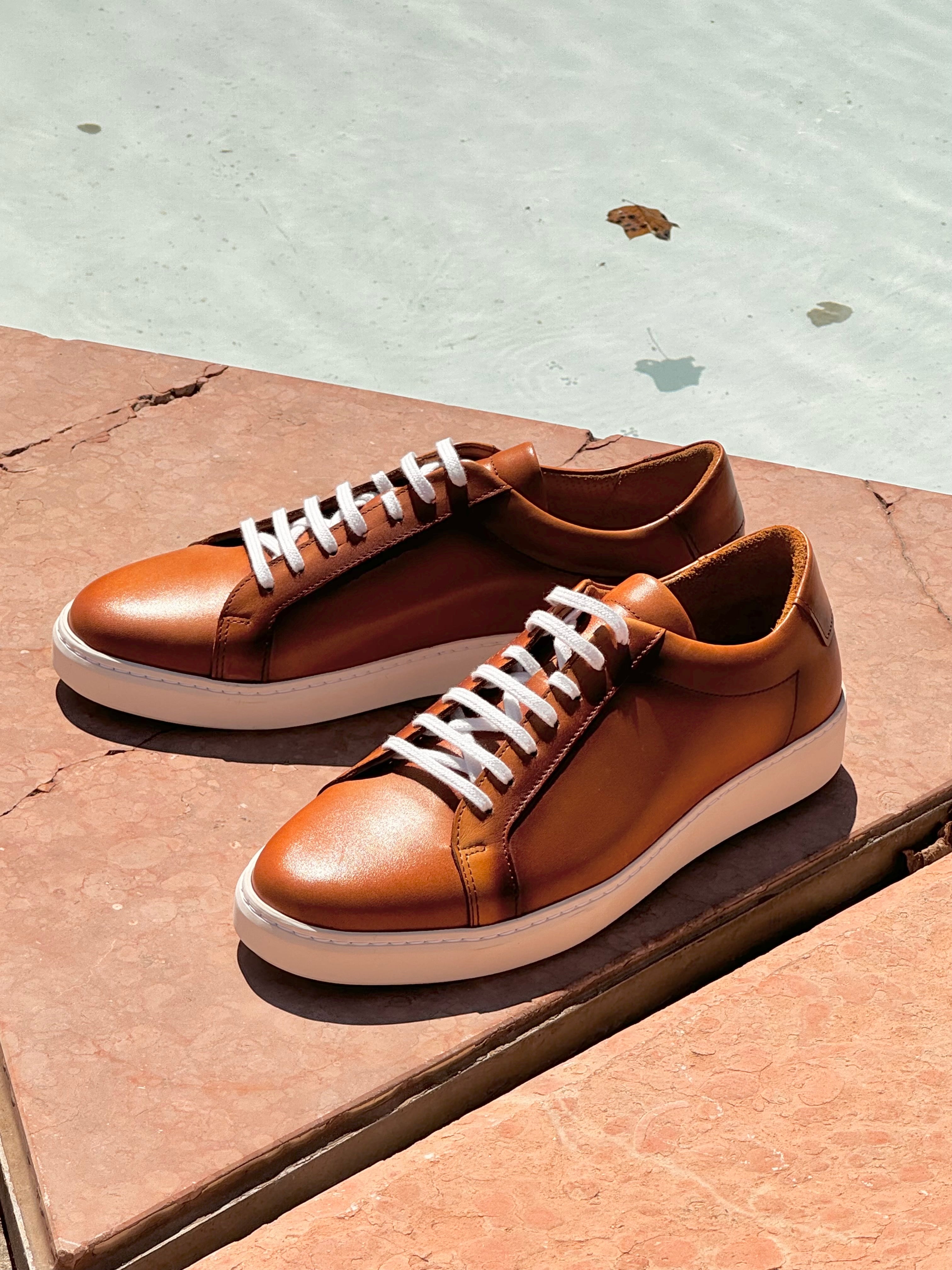 Calfskin Sneakers - Camel Patina