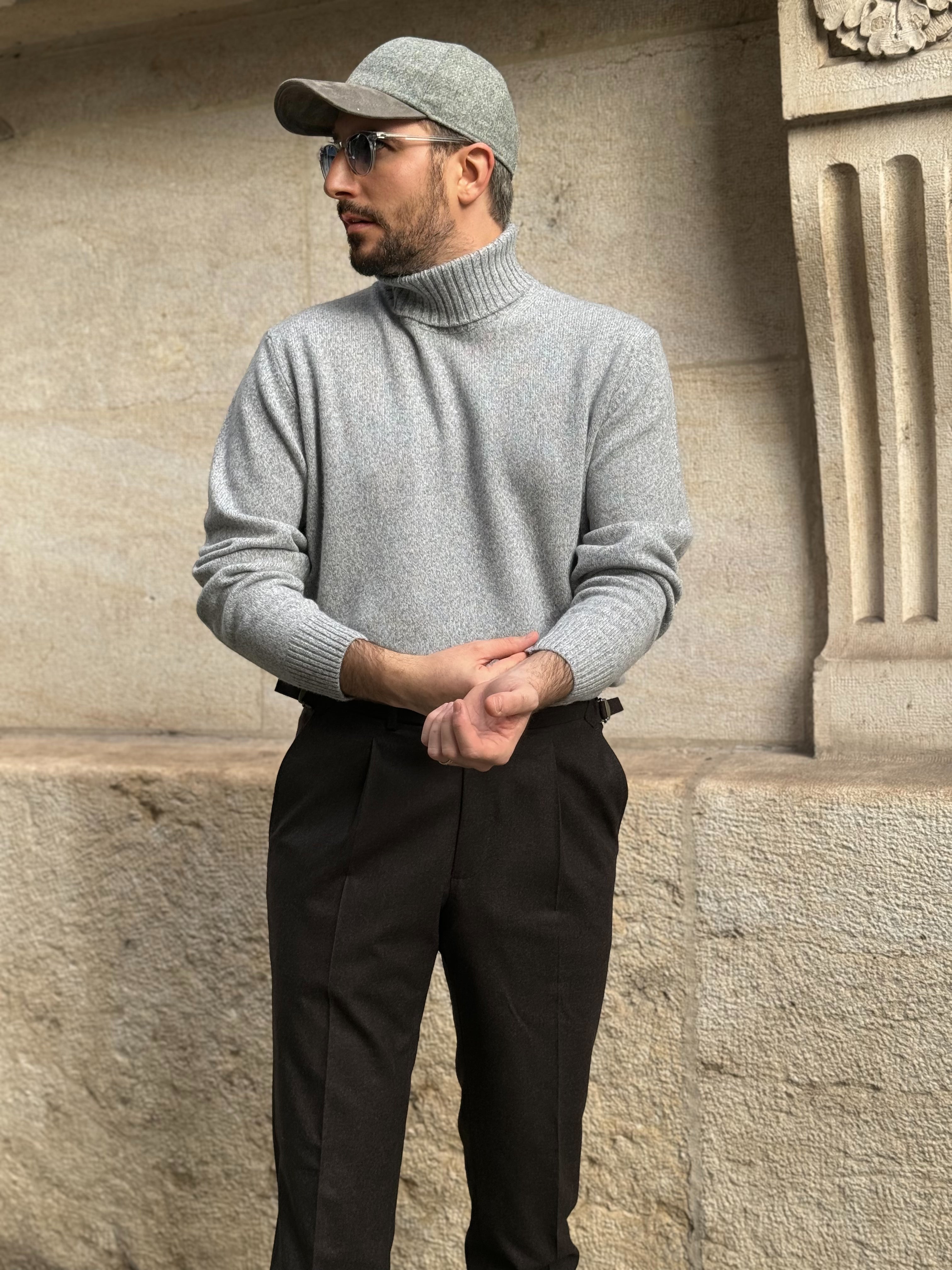 TURTLENECK WOOL & CASHMERE -  LIGHT GREY