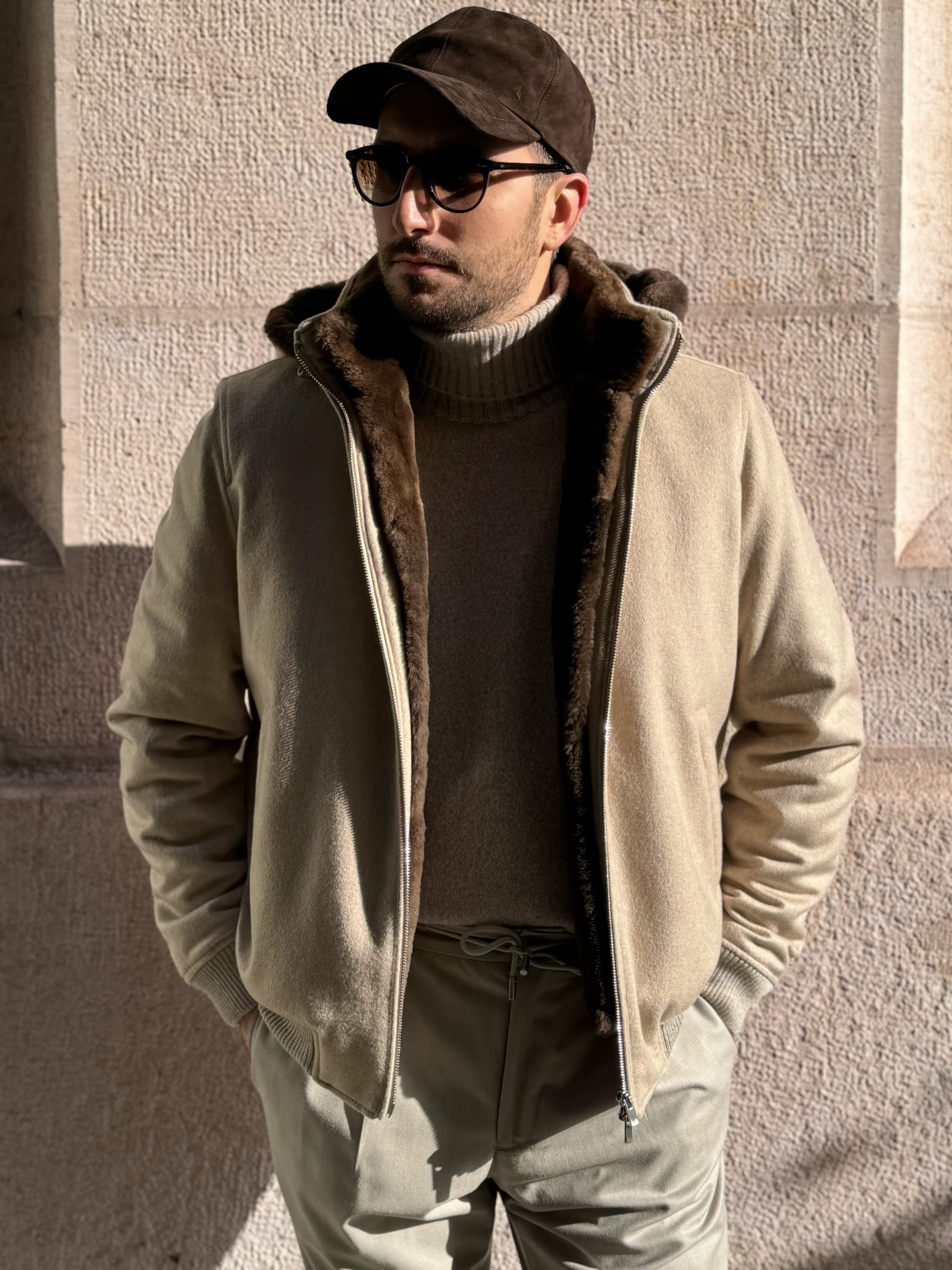 Bomber Hooded Full Fur - Cashmere Sand