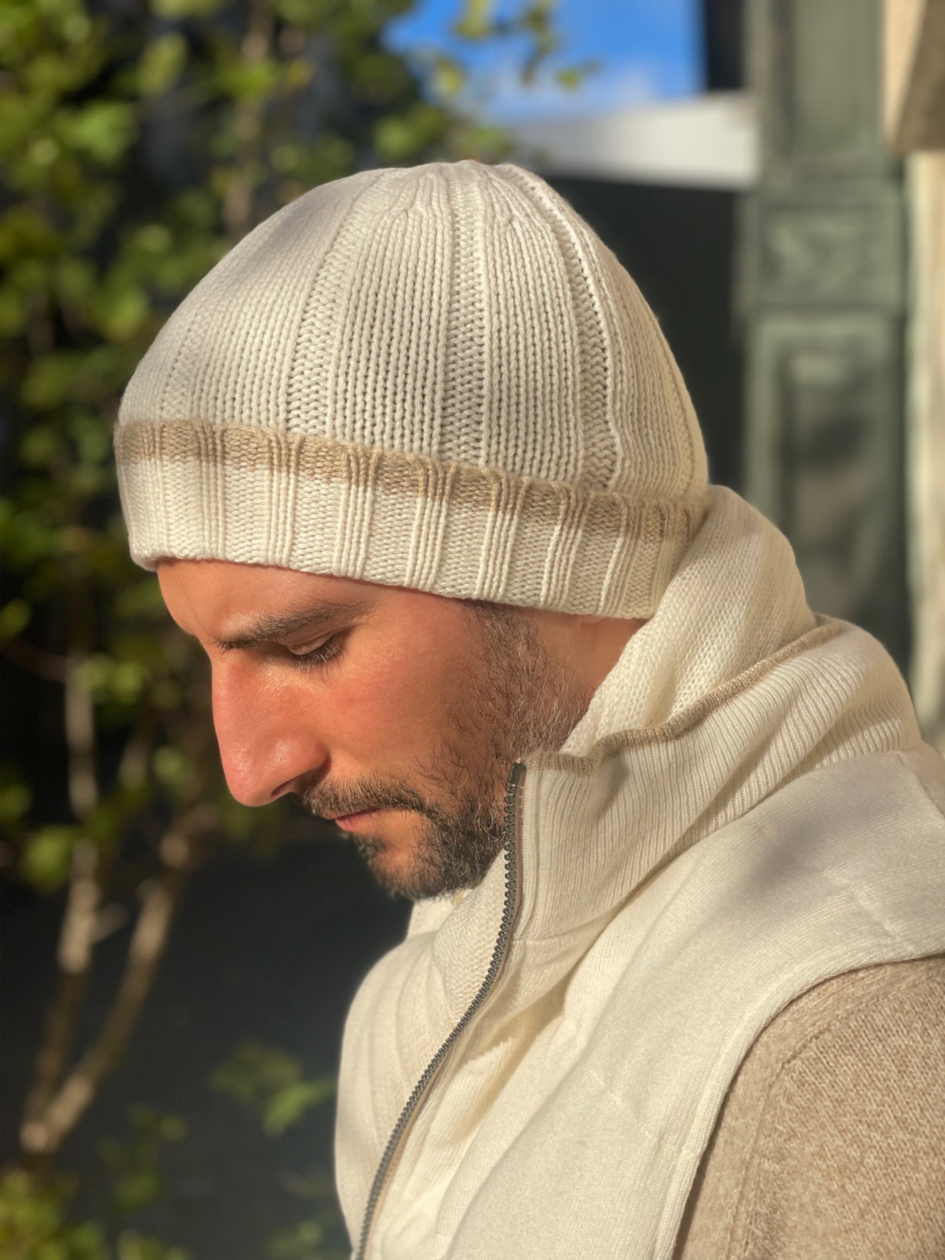 BEANIE IVORY MONGOLIAN CASHMERE