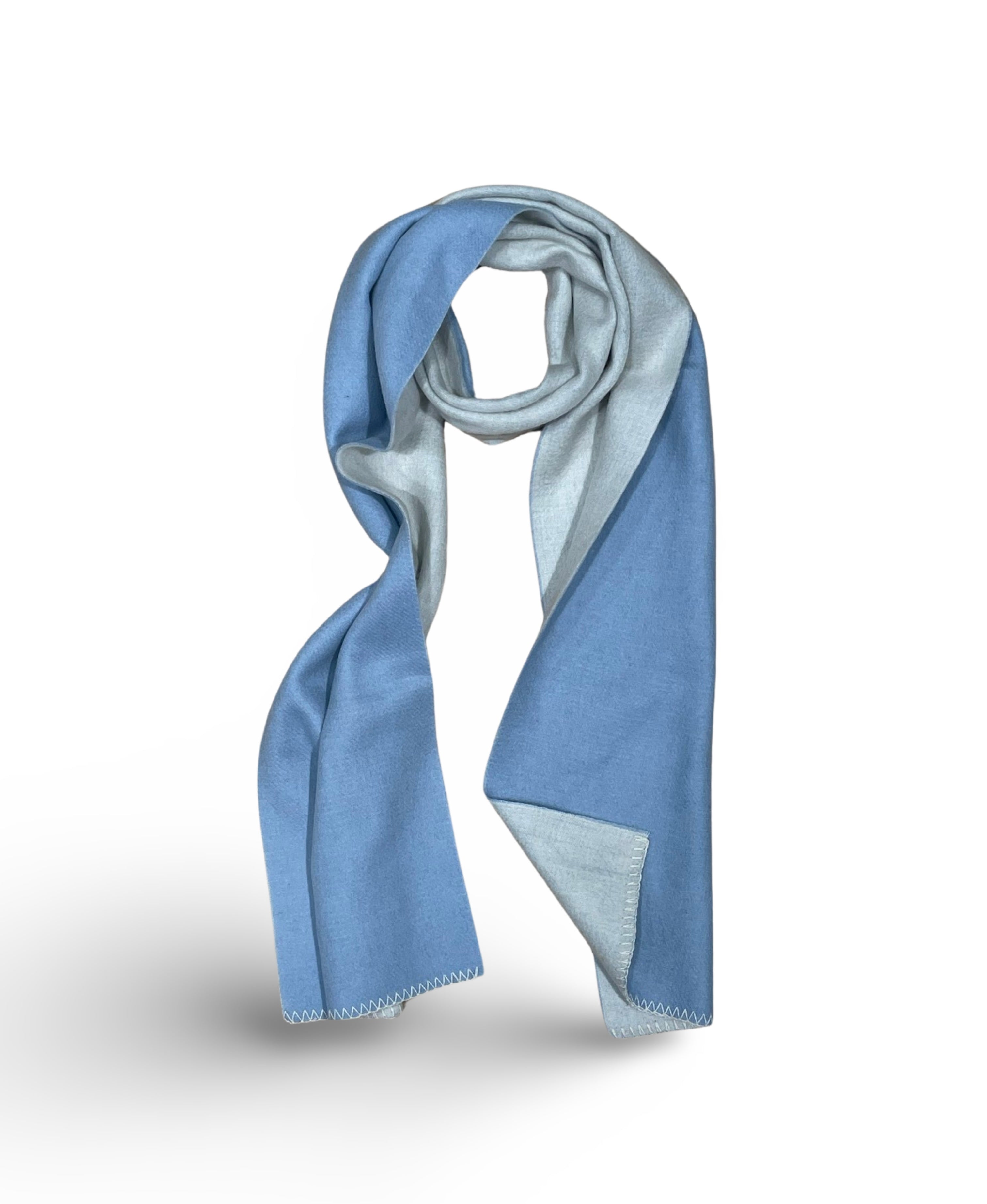 SCARF PLAID CASHMERE CREMA & SKY BLUE