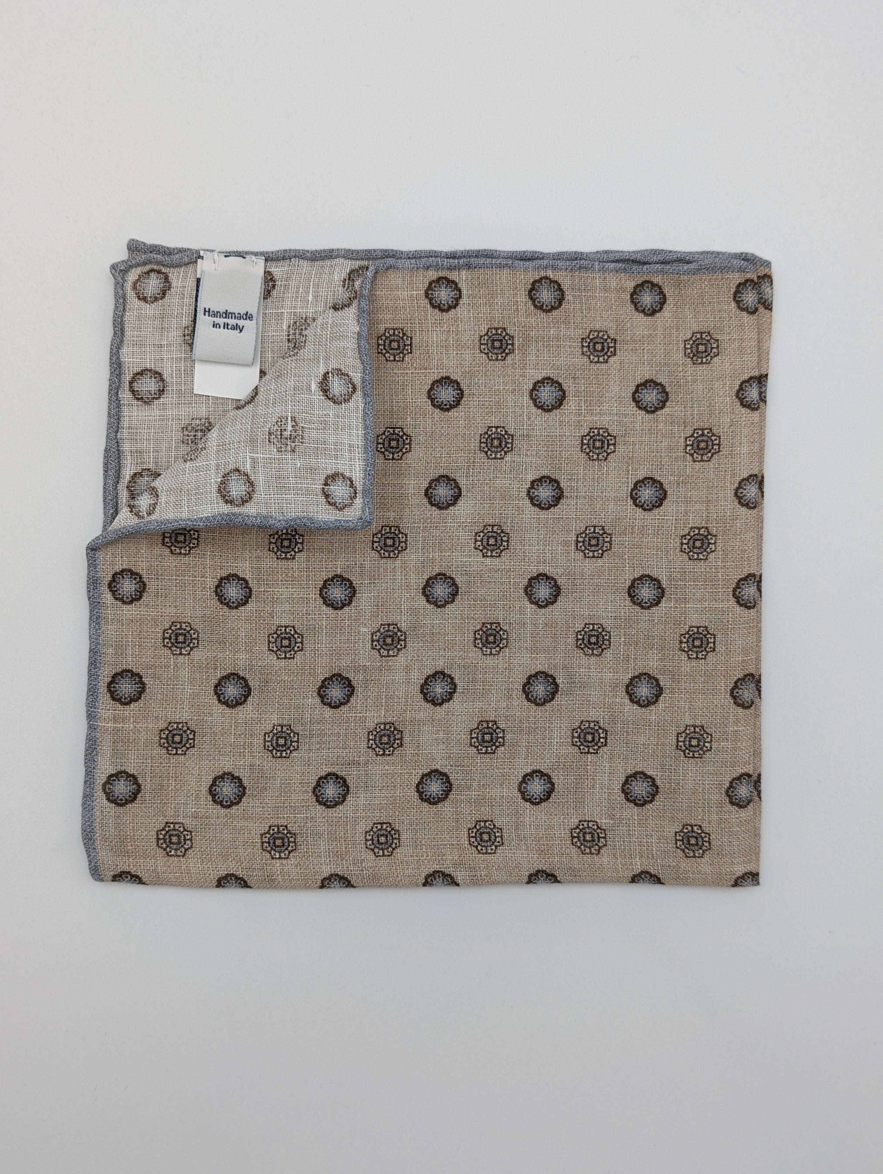 Pocket Square - Brown Flower Print