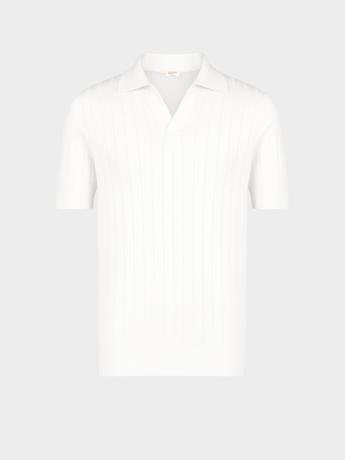 Ribbed Buttonless Polo - White