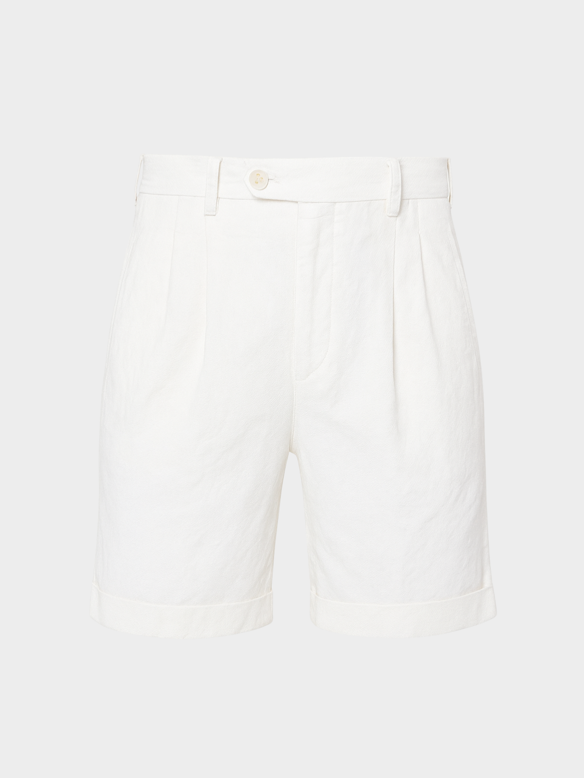 Two-pleats Linen Short - White