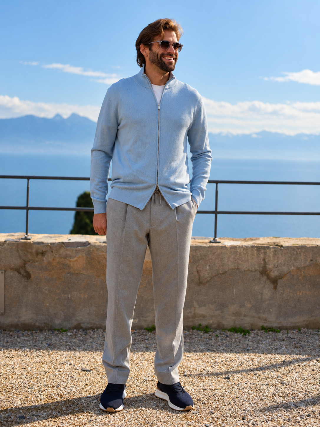 Flannel Jogger Pants with pin tuck - Grey