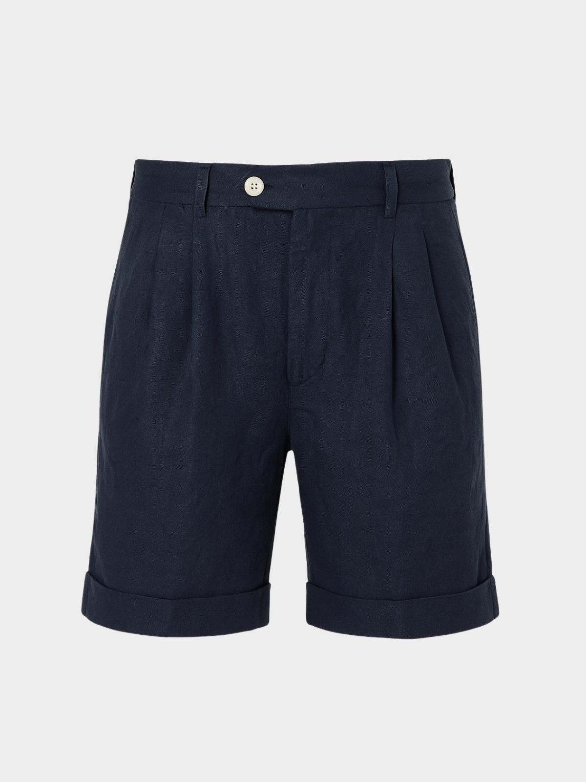 Two-pleats Linen Short - Navy