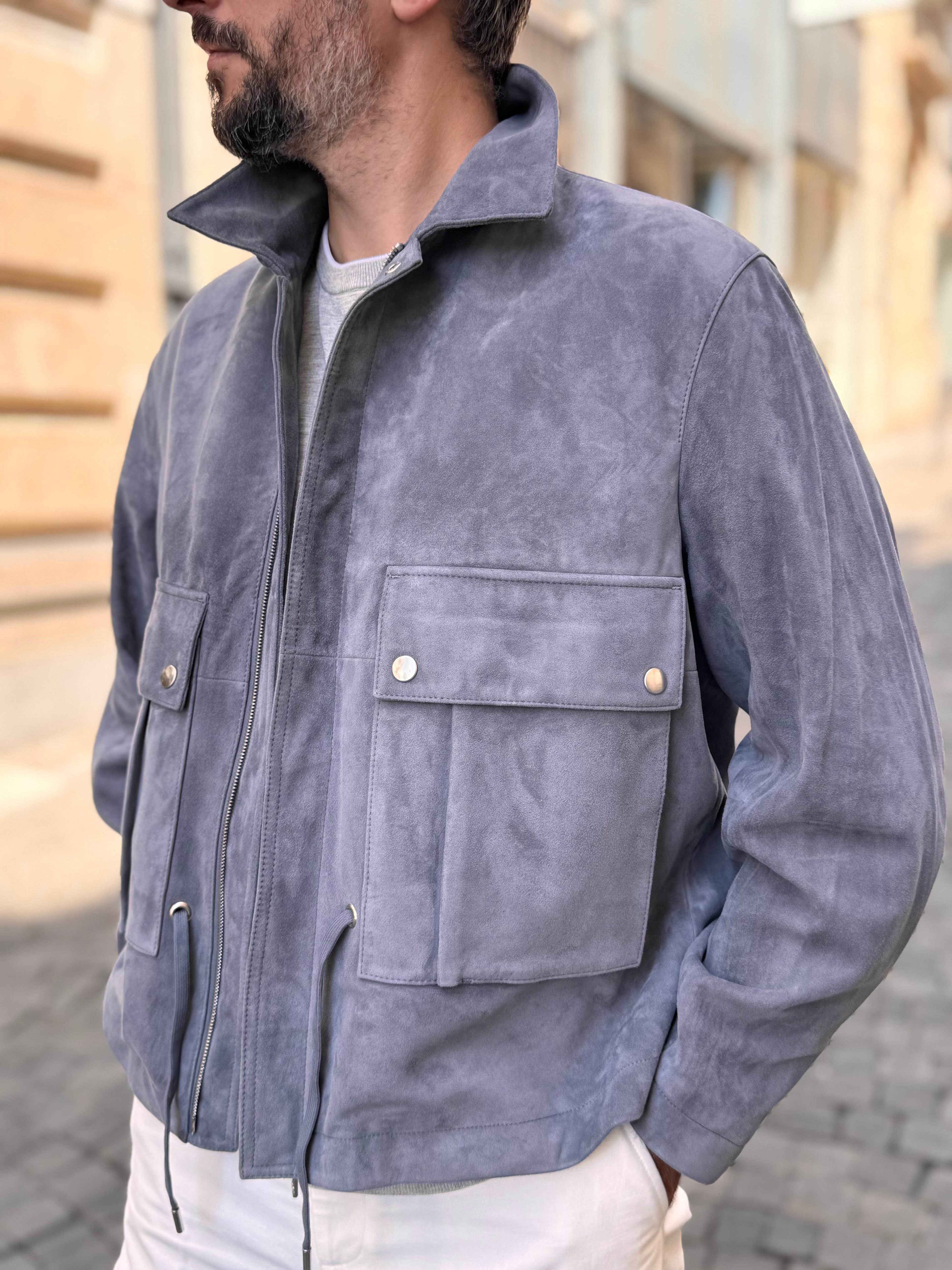Straight Blouson - Ice Suede Leather