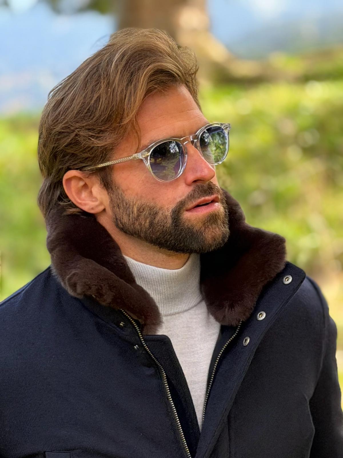 Voyager Coat with Fur Collar - Navy