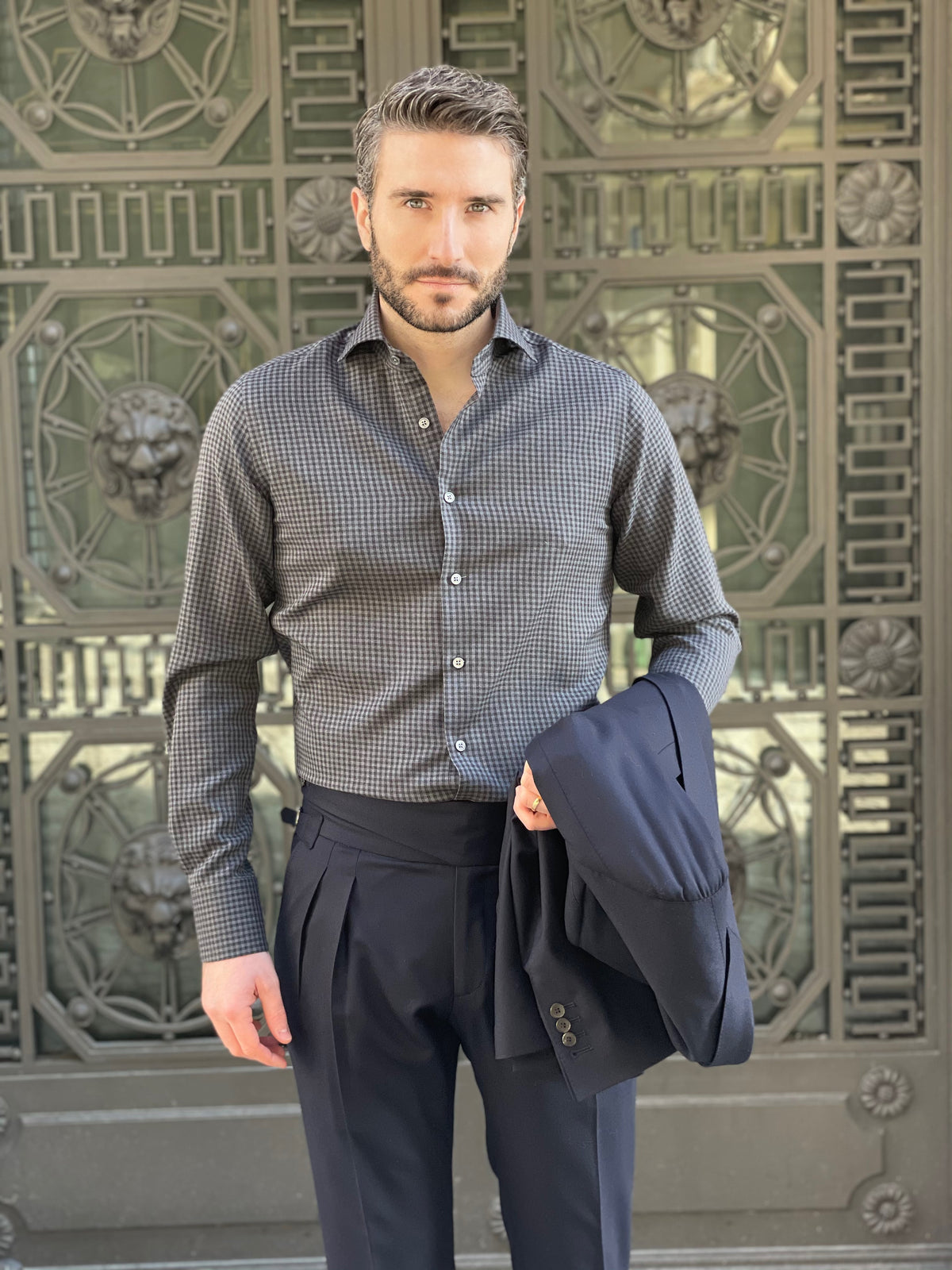 SHIRT FLANELLA - DARK GREY TILES