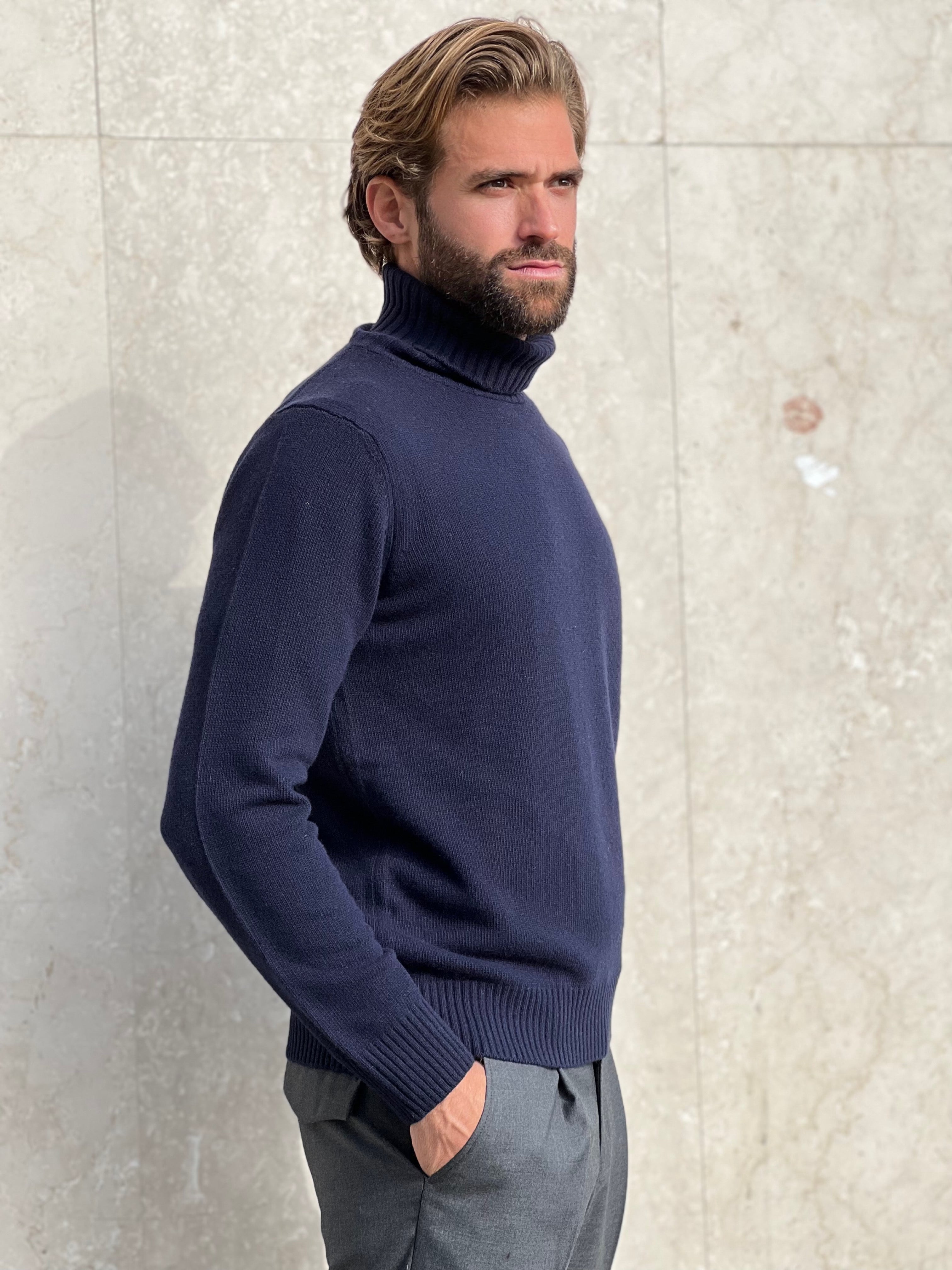 TURTLENECK WOOL & CASHMERE - NAVY