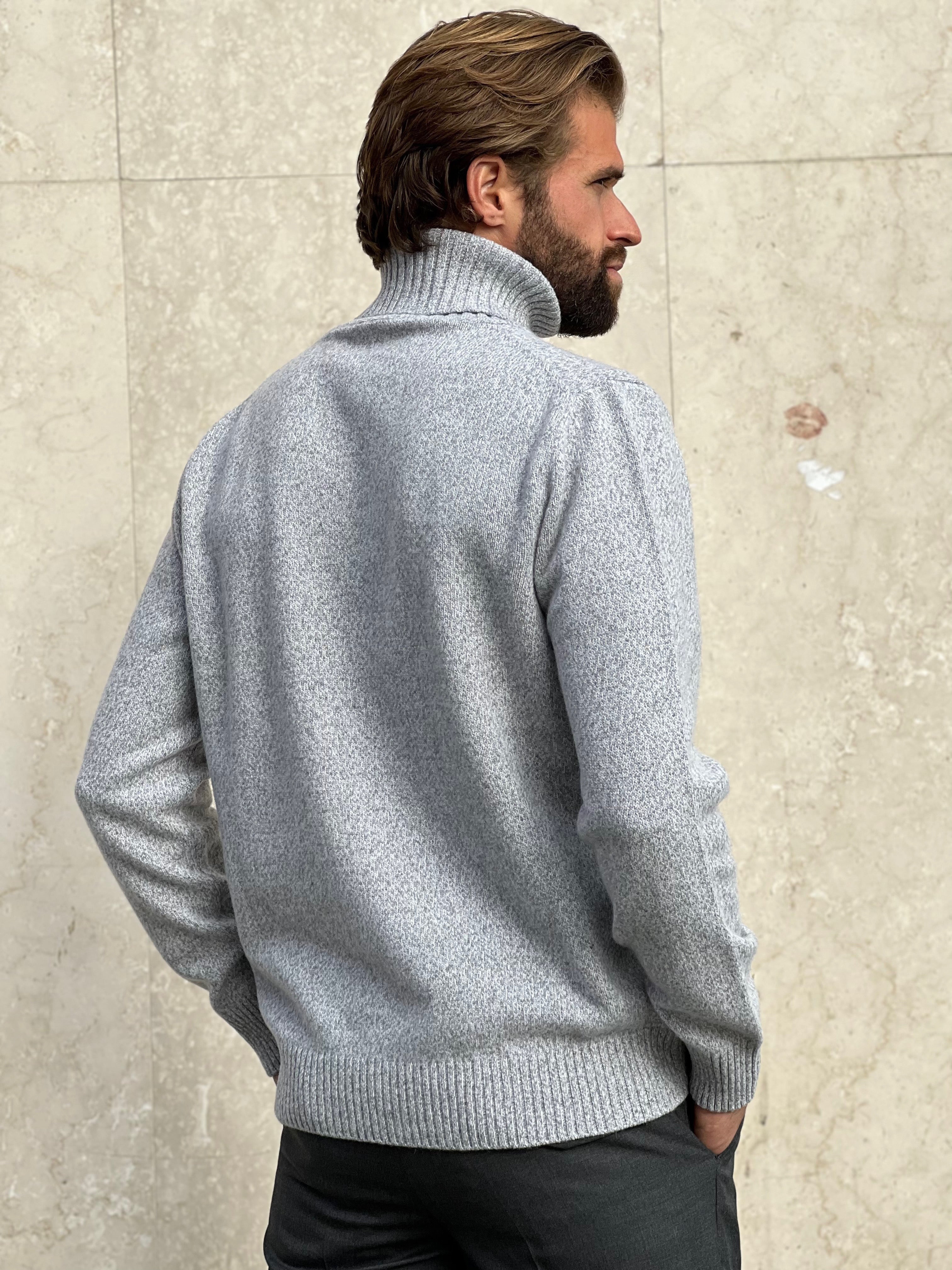 TURTLENECK WOOL & CASHMERE -  LIGHT GREY