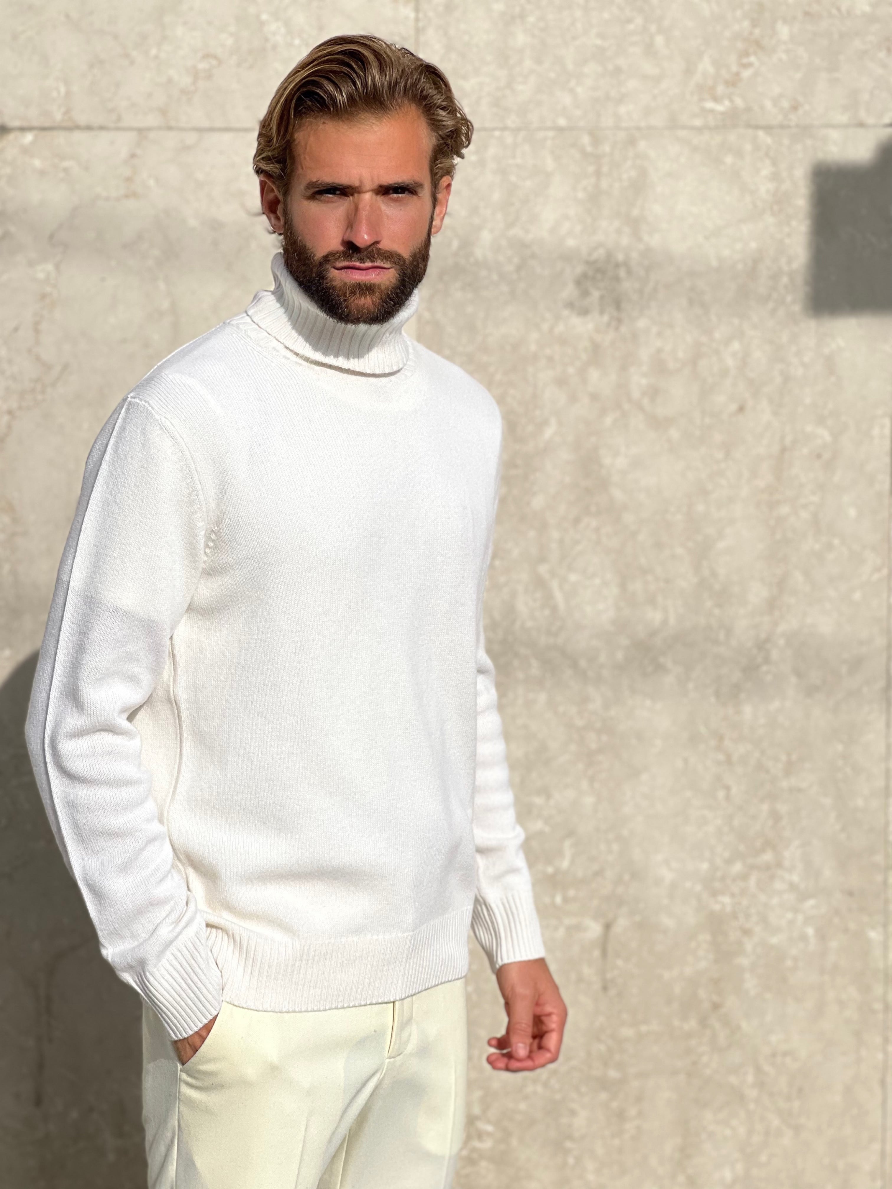 TURTLENECK WOOL & CASHMERE - WHITE